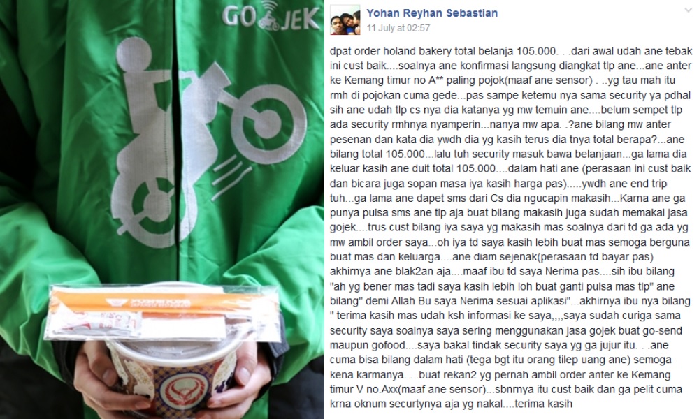 Kisah Uang Tip GoFood Ditilep Sekuriti