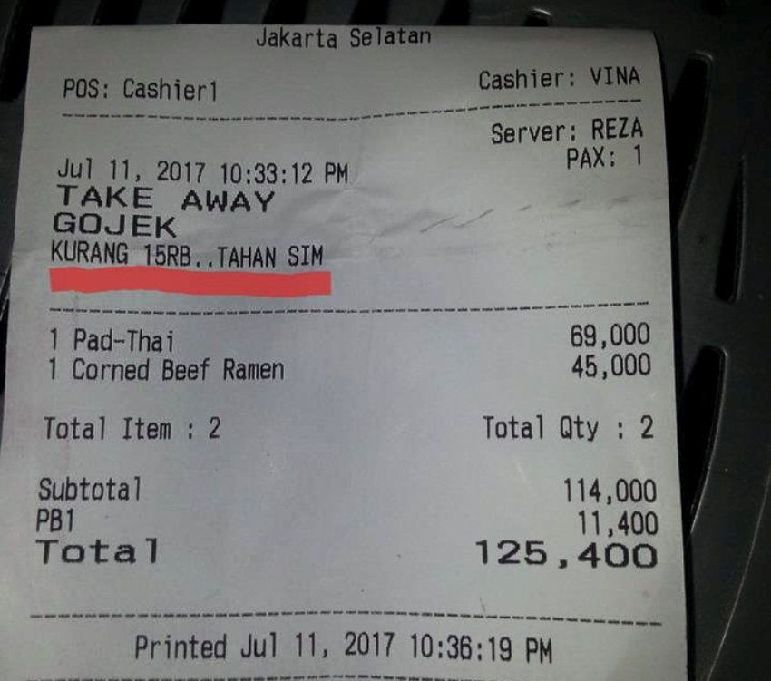 Kurang 15 Ribu saat Bayar Orderan SIM Driver Ojek Online Ini Ditahan Pihak Resto