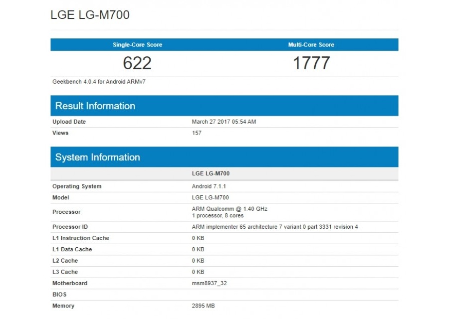 LG Q6 di GeekBench