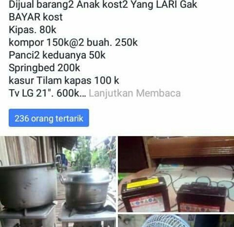 Ngakak Iklan Ini Jual Barang Anak Kost yang Kabur Karena Gak Bayar Kost