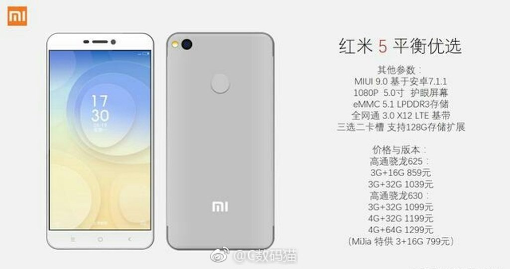 Spesifikasi Xiaomi Redmi 5