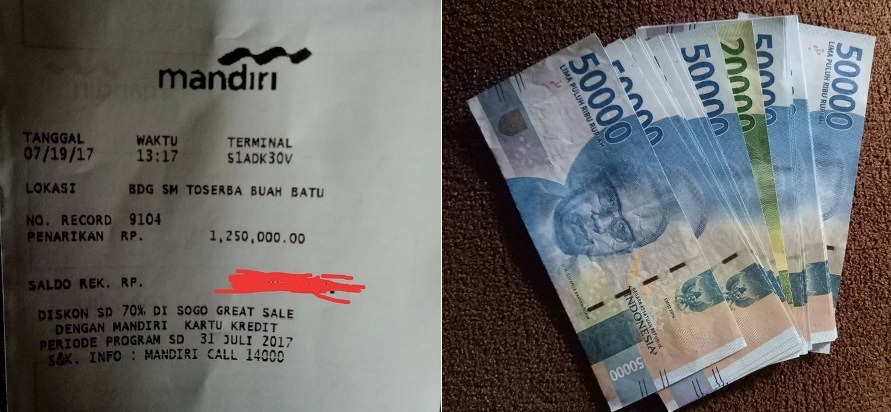 Tarik Uang 50 Ribuan di ATM Ibu Ini Kaget Melihat Ada Selembar Uang Rp 20 Ribu Terselip