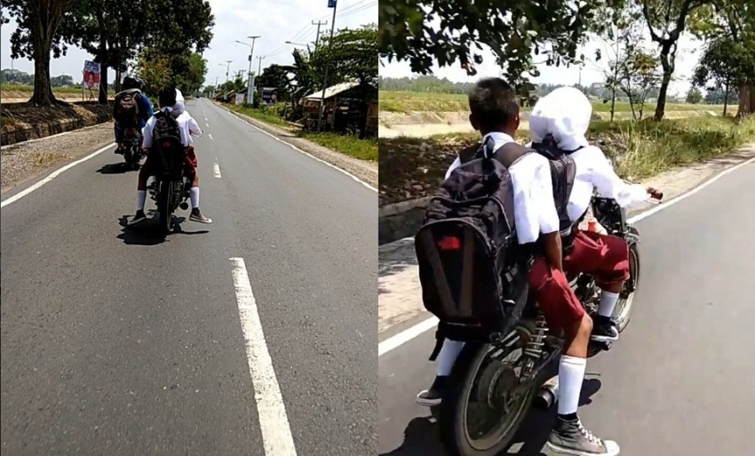 Bawa Motor Sendiri ke Sekolah Sambil Bonceng Teman Prianya Kecepan Motor Siswi SD Ini Bikin Netizen Tercengang