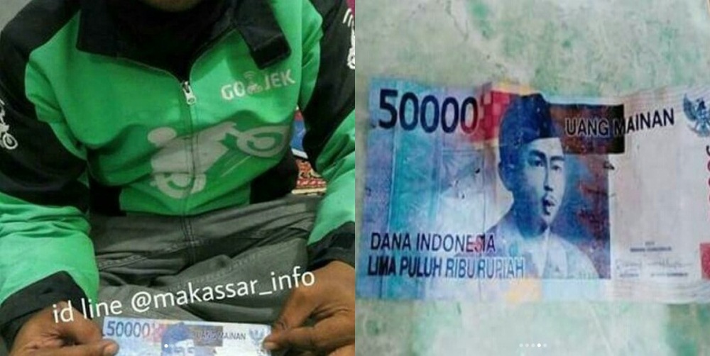 Bikin Geram Driver Ojek Online Ini Dapat Bayaran Uang Palsu dari Penumpangnya