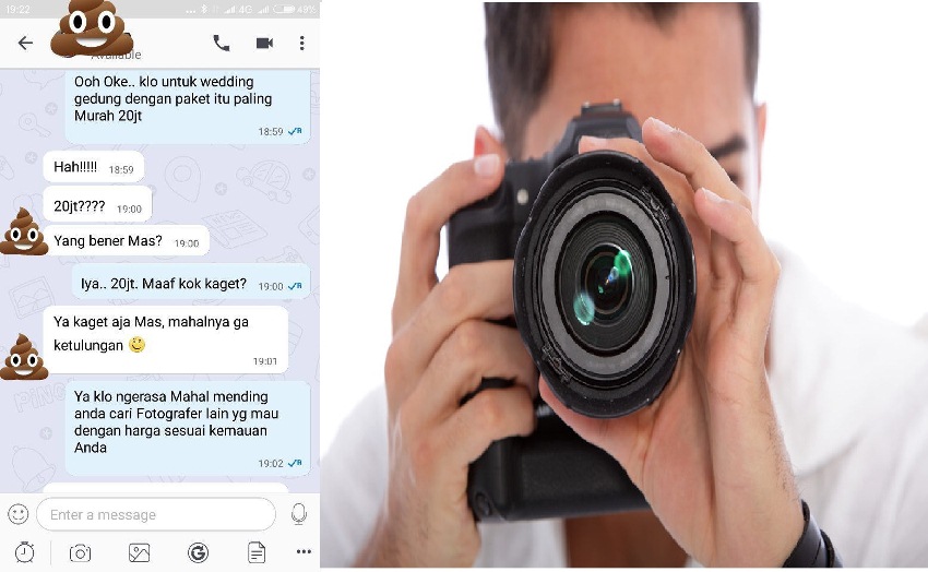 Chat Tawar Menawar Orang yang Mau Nikah dengan Fotografer Ini Viral, Obrolannya Bikin yang Baca Naik Darah Chat Tawar Menawar Orang yang Mau Nikah dengan Fotografer Ini Viral Obrolannya Bikin yang Baca Jadi Emosi