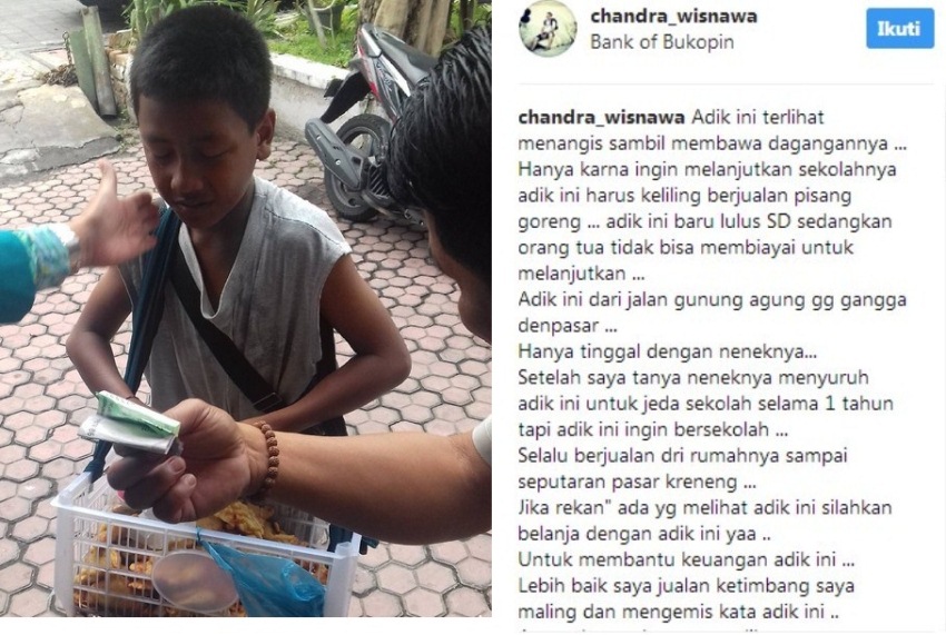 Demi Mendapat Uang untuk Biaya Sekolah Anak Ini Jualan Pisang Goreng Keliling Kampung