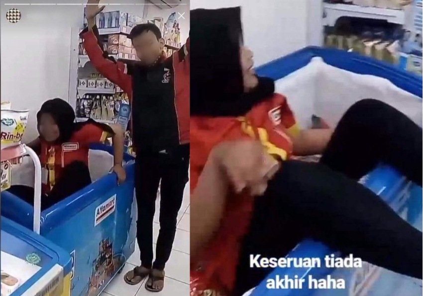 Foto Karyawannya Duduki Freezer Nugget Viral Alfamart Minta Maaf