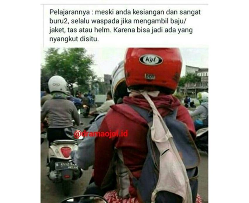 Saking Terburu Buru Wanita Ini Gak Sadar Kalau Ada Sesuatu yang Nyangkut di Jaketnya