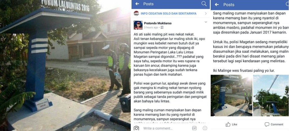 Kebangetan Gondol Motor di Monumen Laka Lantas Aksi Maling Ini Bikin Warga Geregetan