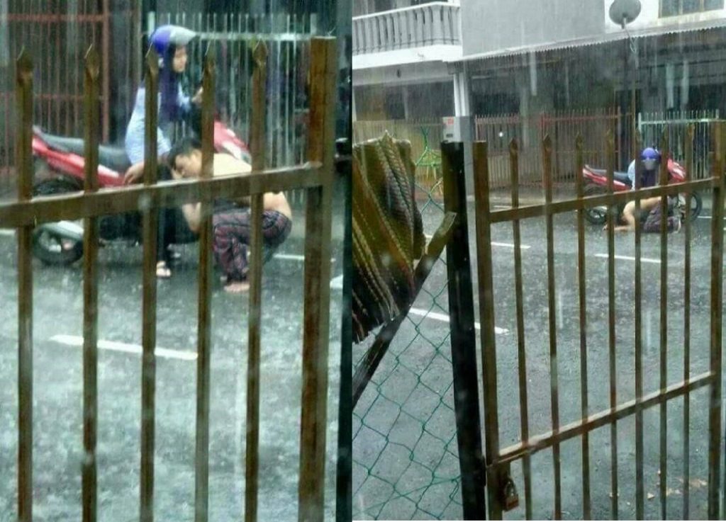 Nggak Kalah dari Drama Korea Foto Marahan Pasangan ini Sangat Dramatis Sampai Sujud Sujud di Bawah Hujan