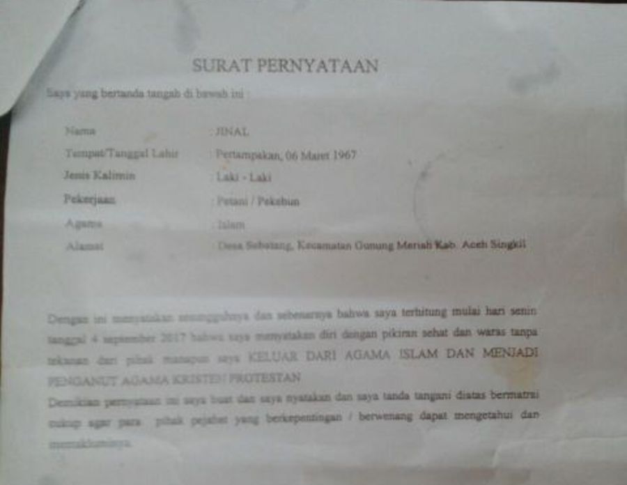 Surat Pernyataan Dah Agama Islam Ke Kristen