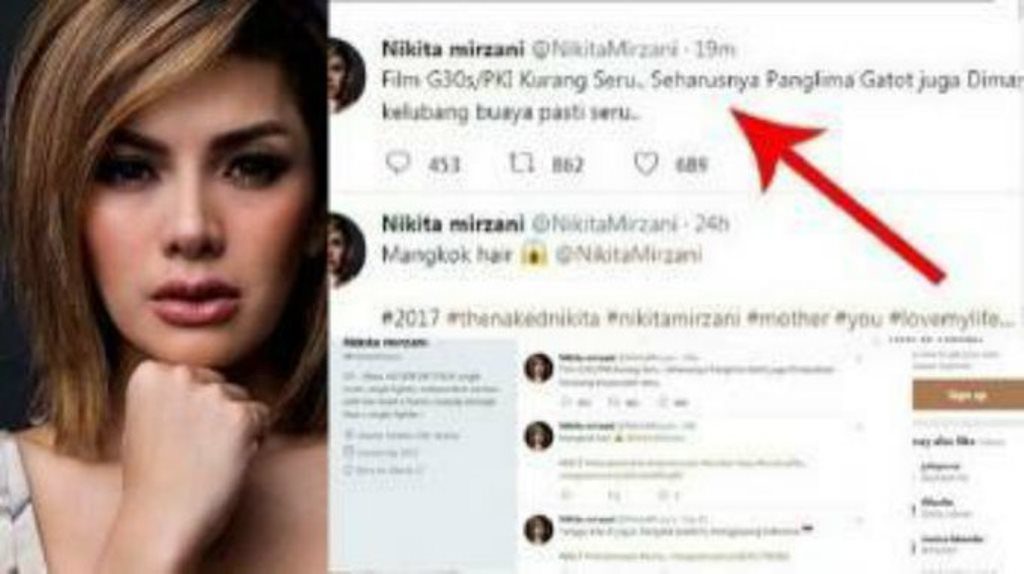 Akun Twitter Atas Nama Nikita Mirzani Tulis Cuitan Tentang G30SPKI dan Hina Panglima TNI