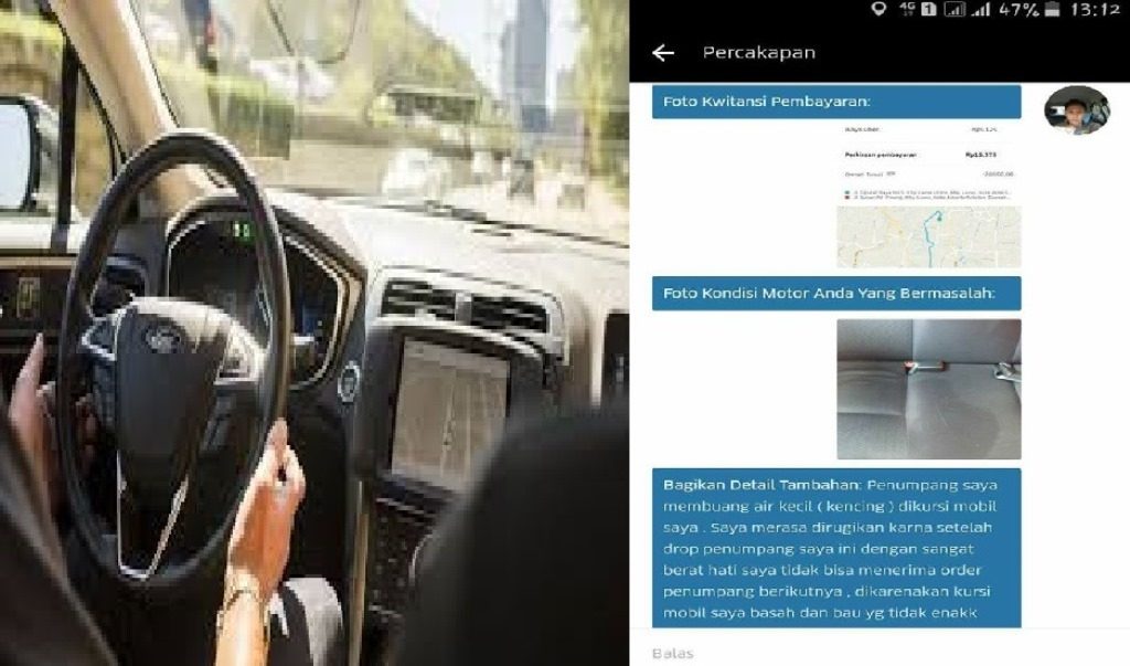 Malang Supir Taksi Online Ini Terpaksa Tidak Bisa Terima Order Gara Gara Penumpangnya Buang Air Kecil di Mobilnya