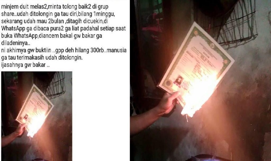 Utang 300 Ribu Nggak Dibayar Pria Ini Nekat Bakar Ijazah si Peminjam