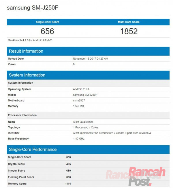 Nongol di Geekbench, Begini Spesifikasi Samsung Galaxy J2 Pro (2017)