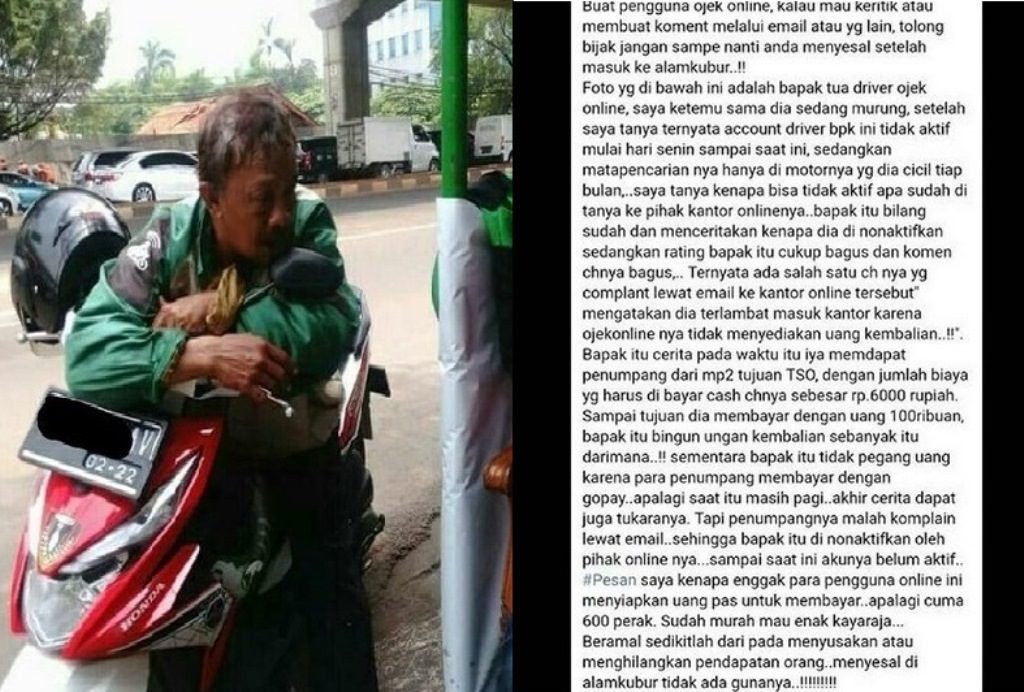 Super Tega Cuma Gara Gara kembalian Penumpang ini Buat Driver Ojol Kehilangan Pekerjaan