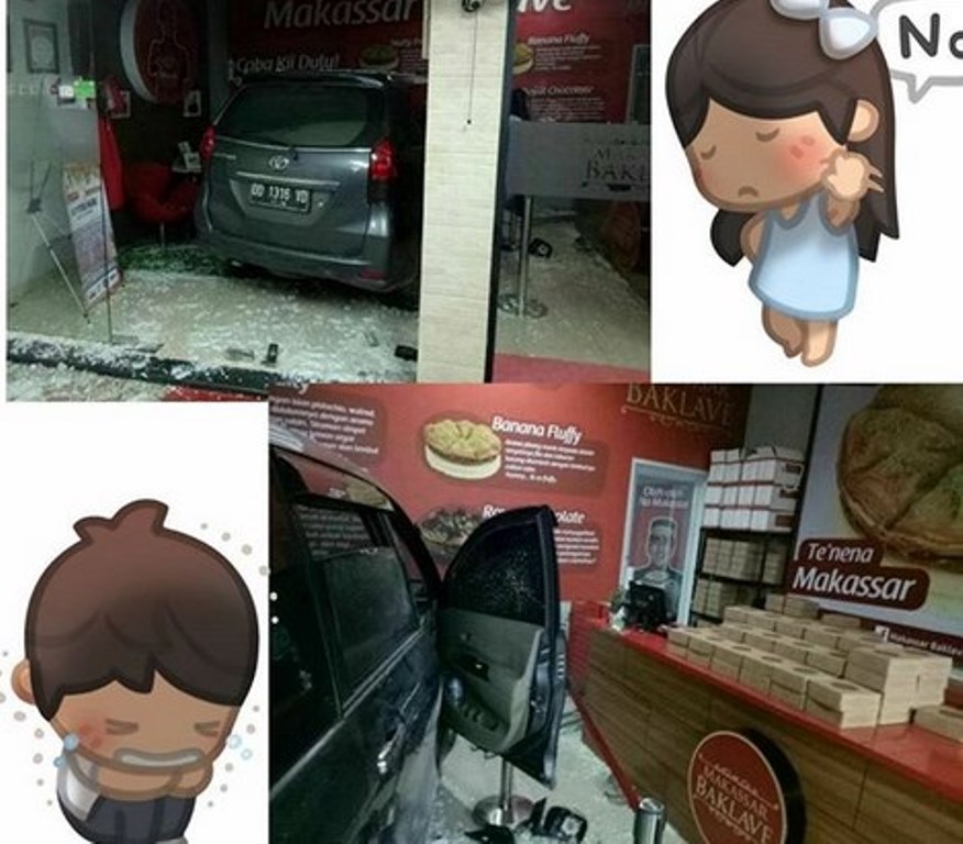 Ditubruk Mobil Toko Kue Irfan Hakim di Makassar Rusak Parah Begini Penampakkannya