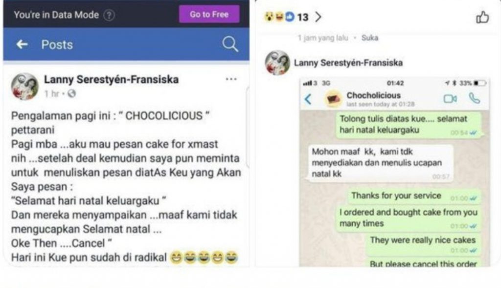 Toko Kue Chocolicious Tolak Tulis Ucapan Selamat Natal 1
