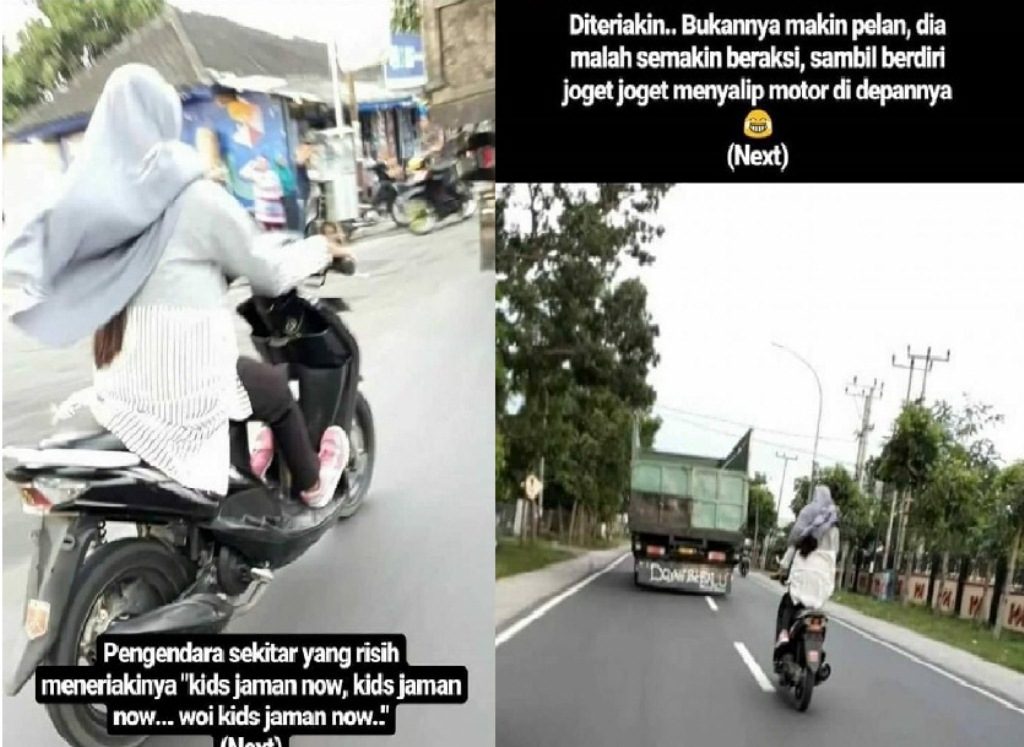 Cewek Ini Bawa Motor Ugal Ugalan dan Berkendara Sambil Berdiri Yang Terjadi Selanjutnya Sukses Bikin yang Kesel Ketawa Puas