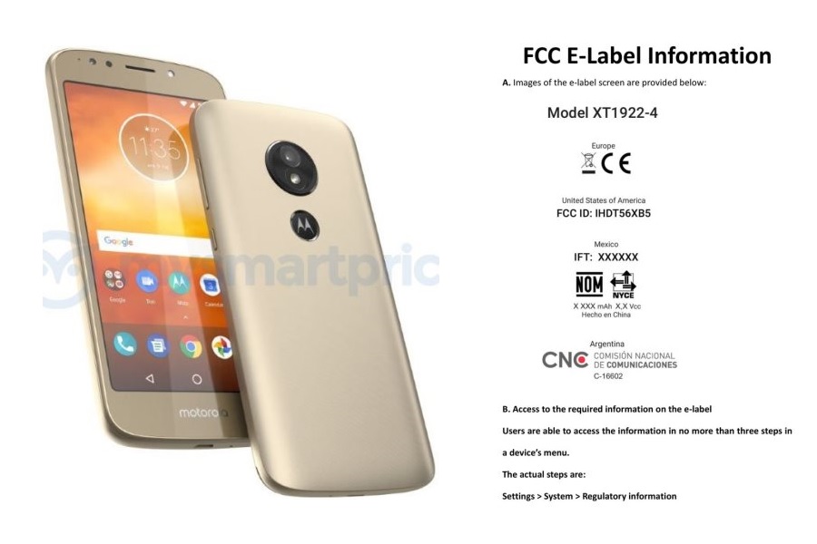 Motorola Moto E5 FCC