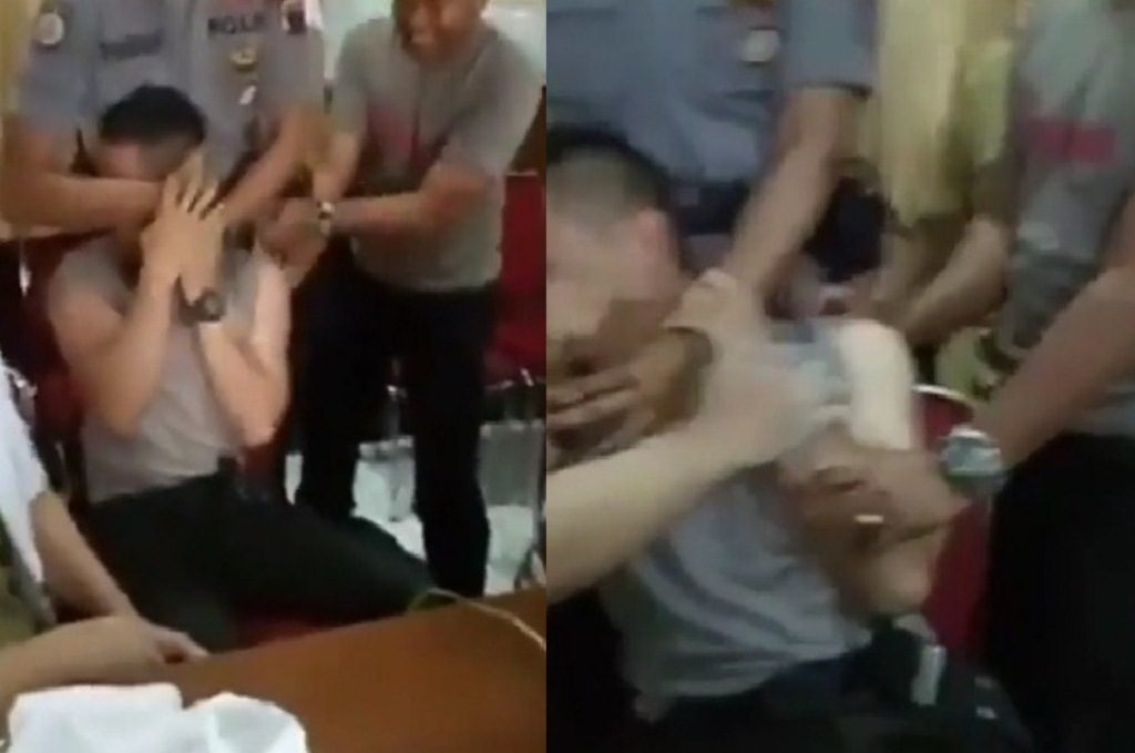Polisi Berbadan Kekar ini Ketakutan Saat Disuntik Videonya Bikin Netizen Ketawa Ngakak