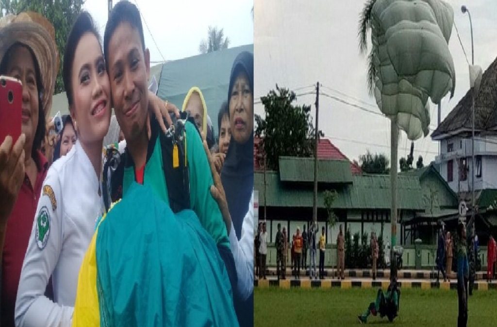 Sukses Bikin Baper Anggota TNI di Palopo Lamar Pujaan Hatinya Setelah Terjun Payung