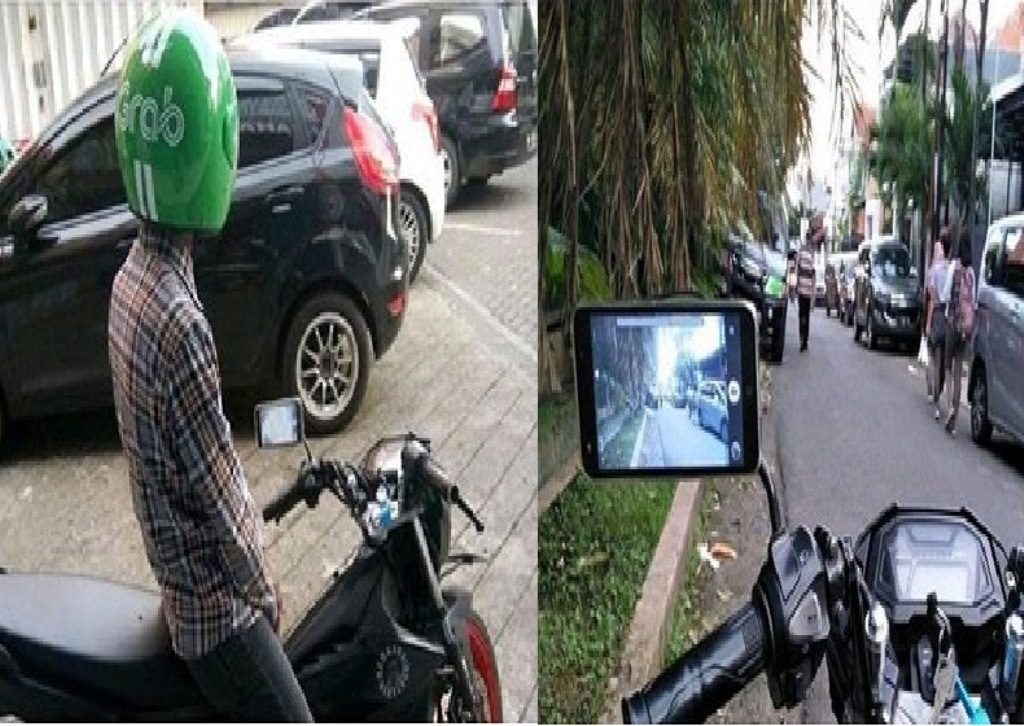 Kelewat Kreatif Driver Ojol ini Pakai HP Sebagai Spion Motor Hati hati Dijambret Mas