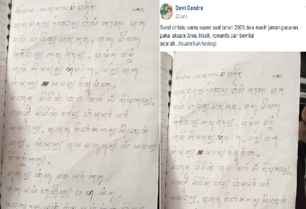 Romantis dan Unik Surat Cinta ini Ditulis dengan Aksara Jawa Ternyata Begini Artinya