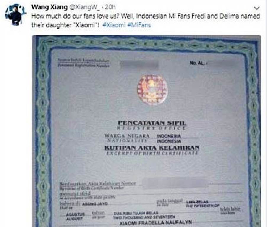 Bayi Bernama Xiaomi di Lampung Menjadi Viral Presiden Merek Ponsel di Tiongkok ini Beri Respon Mengejutkan