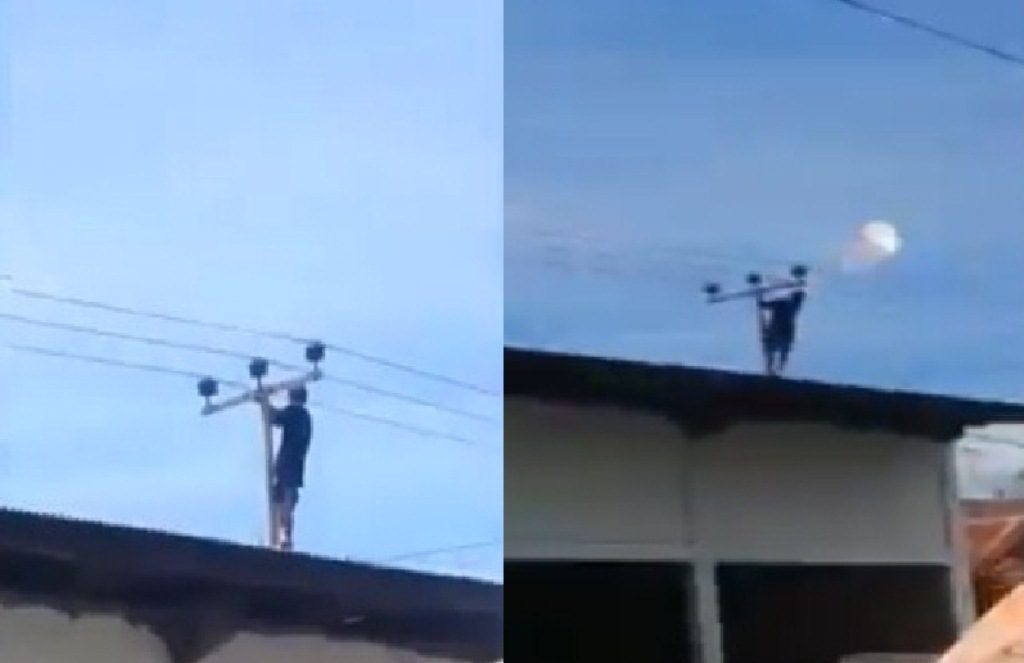 Depresi Pemuda ini Nekat Bunuh Diri dengan Panjat Tiang Listrik dan Pegang Kabel Videonya Viral