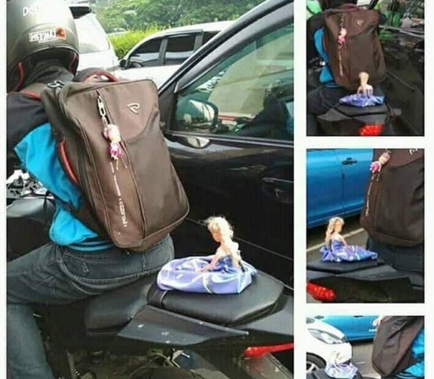 Entah Apa Faedahnya Pria Ini Bonceng Boneka Barbie Di Motornya Apakah Efek Terlalu Lama Menjomblo