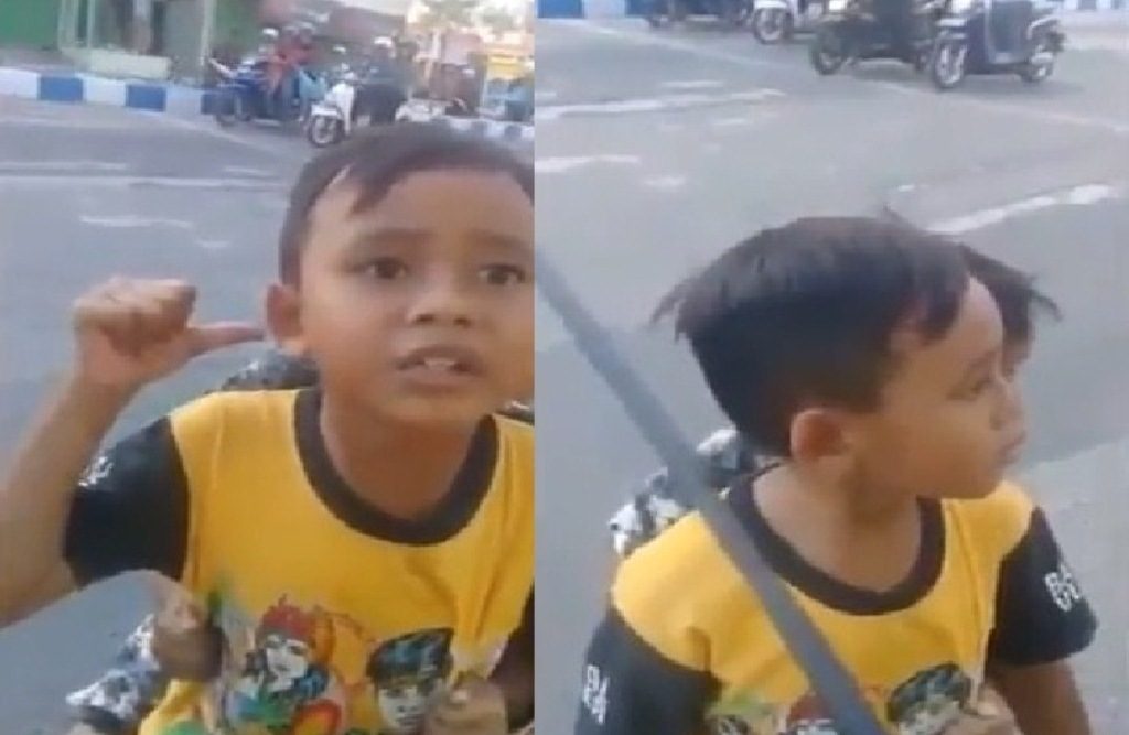 Naik Motor di Jalan Raya Bocah TK ini Ditilang Polisi Ekspresinya Saat Ditanya Bikin Gemas