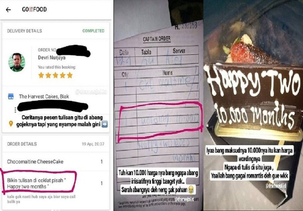 Niat Pesan Kue Dengan Tulisan Romantis Lewat Ojol Hasil yang Didapat Wanita ini Justru Bikin Ngakak