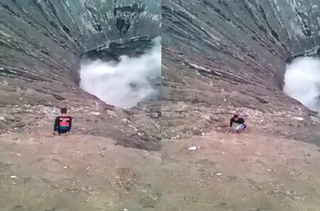 Ponsel Jatuh ke Kawah Gunung Bromo Pria ini Nekat Turun Videonya Viral
