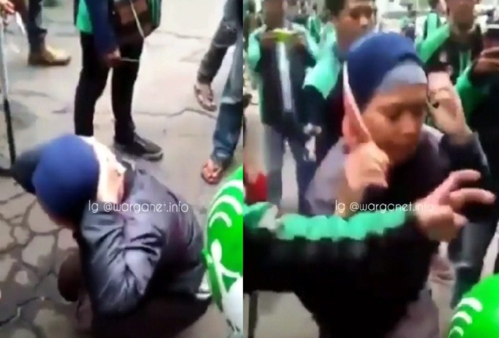 Tak Ikut Demo dan Milih Narik Untuk Anak Anaknya Wanita Pengemudi Ojek Online ini Dihukum Rekannya Videonya Viral