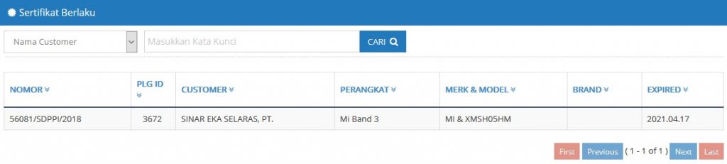 Xiaomi Mi Band 3 (xmsh05hm) Postel Indonesia