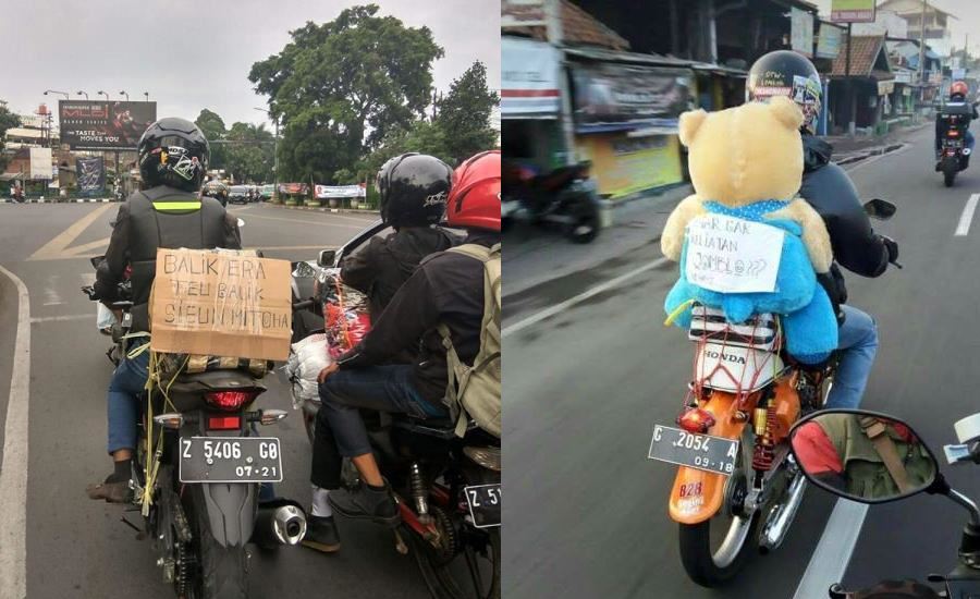 Meme Tulisan Mudik Lucu di Motor 2018