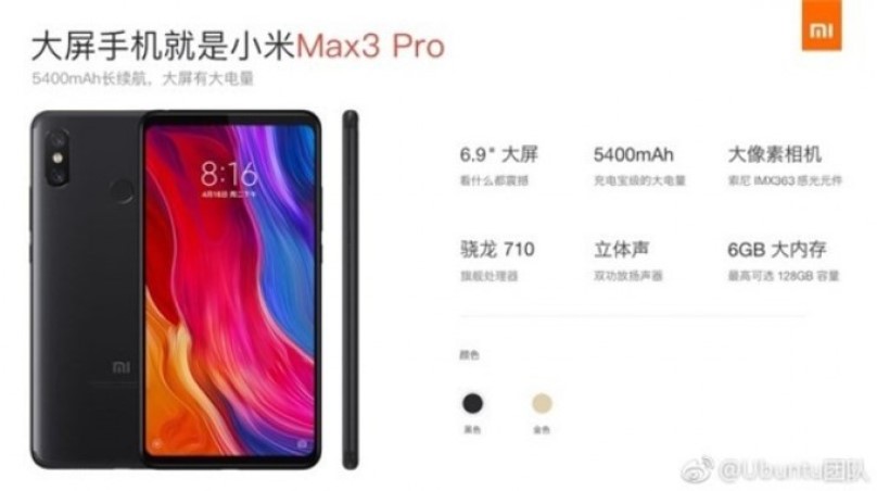 Spesifikasi Xiaomi Mi Max 3 Pro