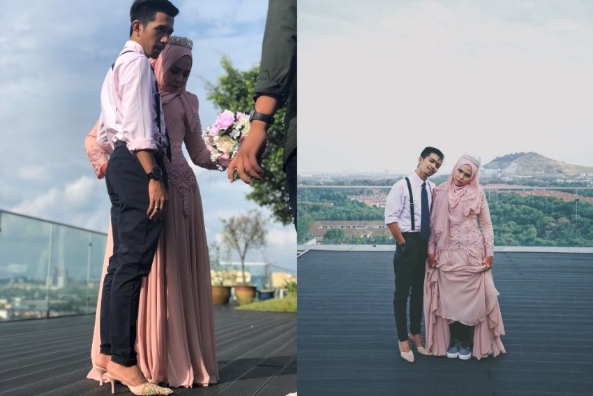 Agar Terlihat Lebih Tinggi saat Foto Prewedding yang Dilakukan Cowok ini Bikin Ngakak Tukeran Sepatu