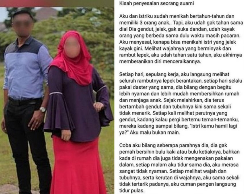 Ceraikan Istri Gara-Gara Badan Gemuk Setelah Melahirkan, Pria ini Dihantui Penyesalan, Kisahnya Viral! Ceraikan Istri Gara Gara Badan Gemuk Setelah Melahirkan Pria ini Dihantui Penyesalan Kisahnya Viral