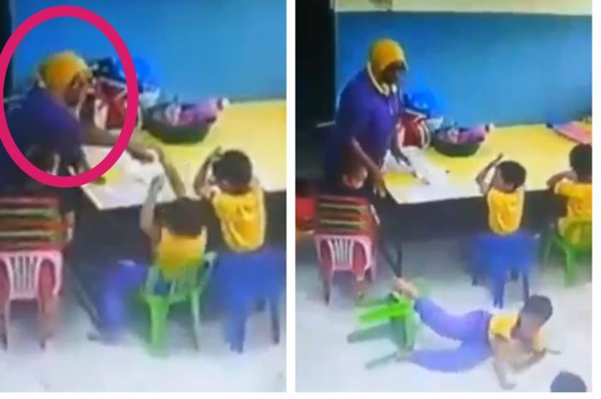 Beredar Video Oknum Guru TK Tampar Muridnya hingga Jatuh dari Kursi Netizen Geram