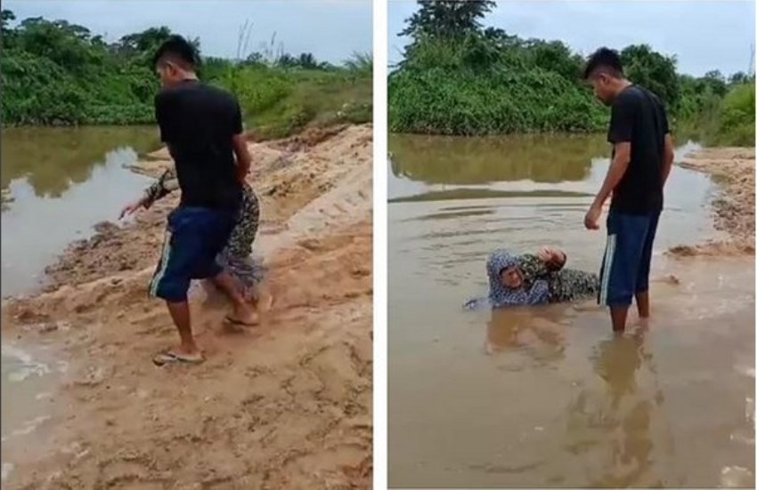 Diduga Tak Dibelikan Motor Pemuda ini Seret dan Ceburkan Ibunya ke Sungai Aksinya Bikin Geram