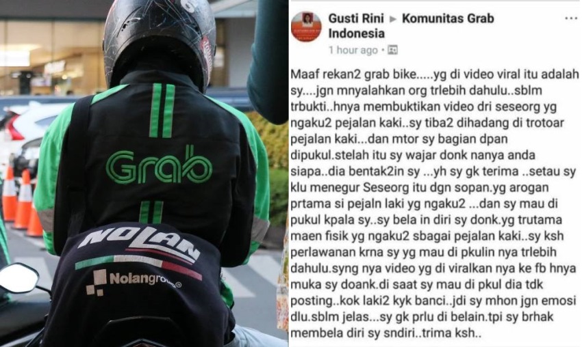 Disebut Pukul Pejalan Kaki di Trotoar Driver Ojol yang Telah Diberhentikan ini Beri Klarifikasi