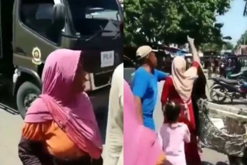 Hendak Lakukan Razia Aparat Satpol PP Malah Disuruh Pulang Emak Emak PKL di Pasar Langsa Aceh