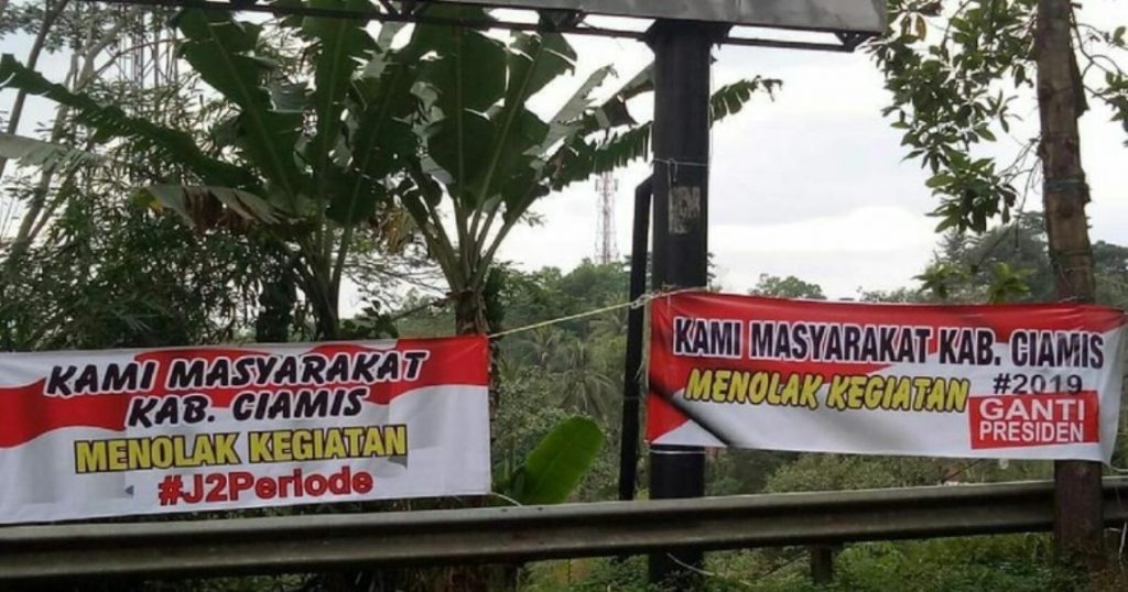 Muncul Spanduk Penolakan Deklarasi 2019 Ganti Presiden dan J2Periode di Ciamis