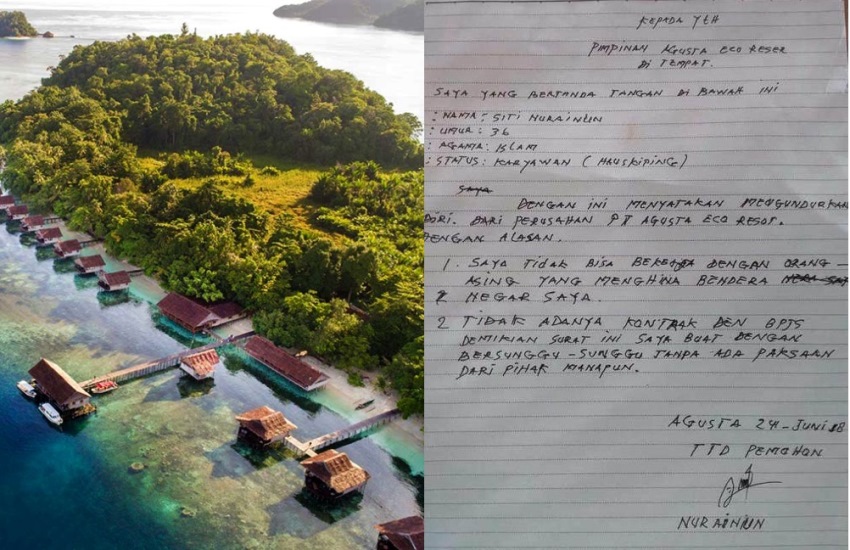 Surat Pengunduran Diri Mantan Karyawan Resort Mewah di raja Ampat Viral Alasannya Gara Gara Ini