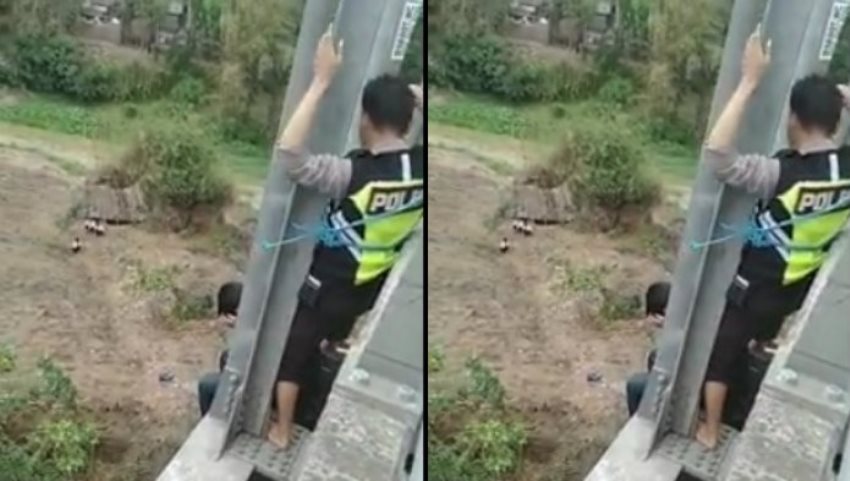 Dengan Bantuan Seutas Tali Polisi Gagalkan Pemuda yang Akan Bunuh Diri dari Atas Jembatan