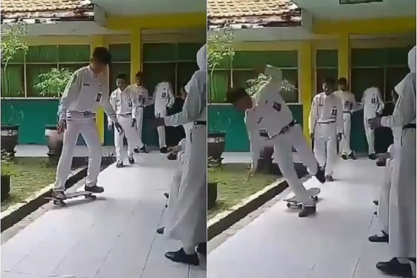 Niat Hati Mau Pamer Skill Skateboard Siswa ini Malah Dapat Malu Banyak Gaya Sih