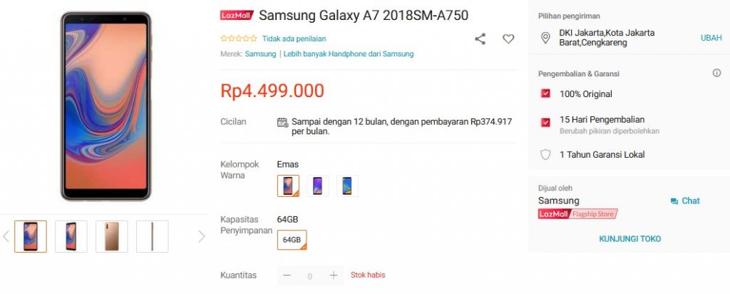 Samsung Galaxy A7 (2018) Lazada Indonesia