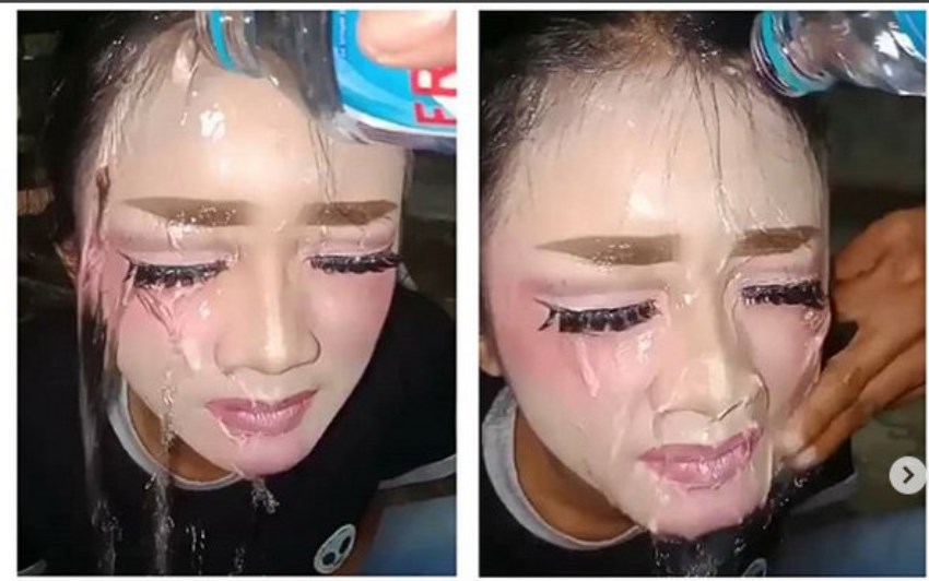 Antara Ngakak dan Kasihan Wanita ini Gak Bisa Hapus Makeup Meski Sudah Diguyur Air